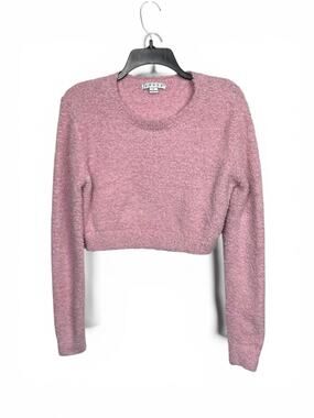 Hyfve Cozy Pink fitted Cropped Fuzzy Sweater - Soft Knit size large